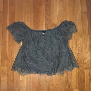 army green lace (off the shoulder) top